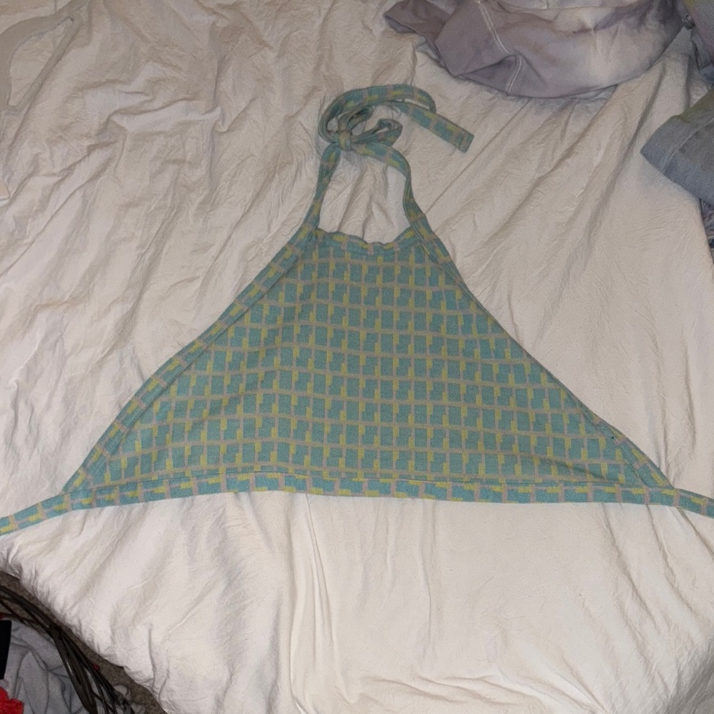 Blue and Yellow Patterned Halter Top